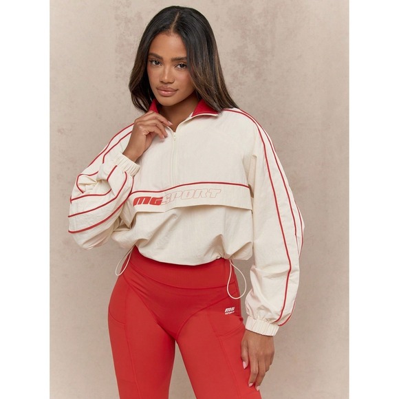 NWT Missguided MG Sport Red/White Half-Zip Windbreaker XL Athleisure Streetwear - Picture 1 of 9